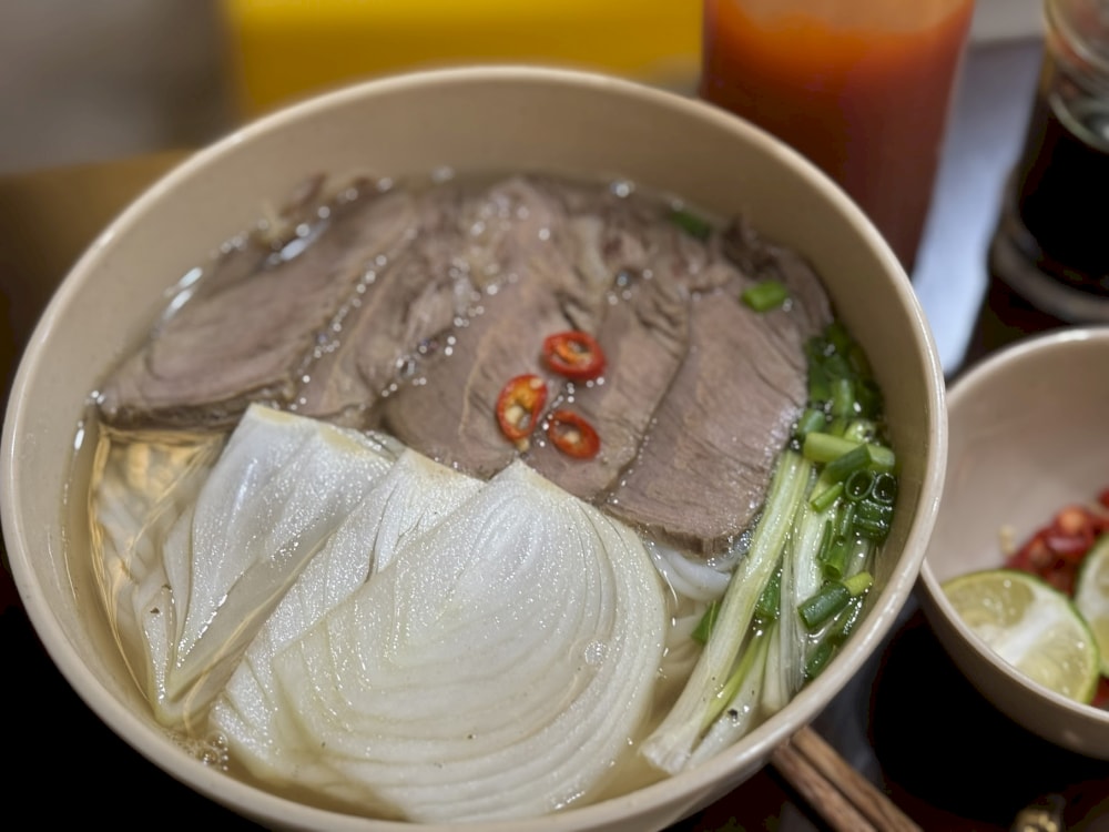 Enjoy a comforting bowl of Nam Bo Beef Bun at Halal Food Station